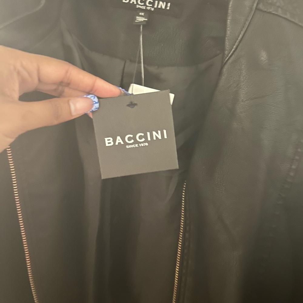 Baccini Black Faux Leather Zip-Up Jacket - Picture 2 of 3